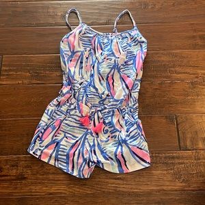 Lilly Pulitzer Girl's Aleene Sailboat Romper M 6-7